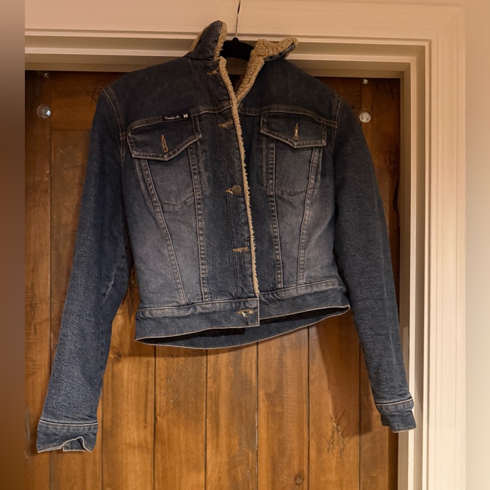 Frankie B. Faded Blue Sherpa-Lined Denim Jacket